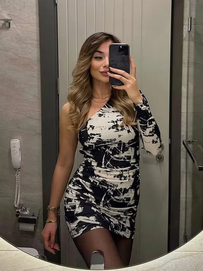 Black & White One Shoulder Dress