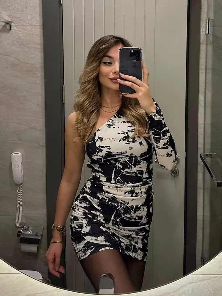 Black & White One Shoulder Dress