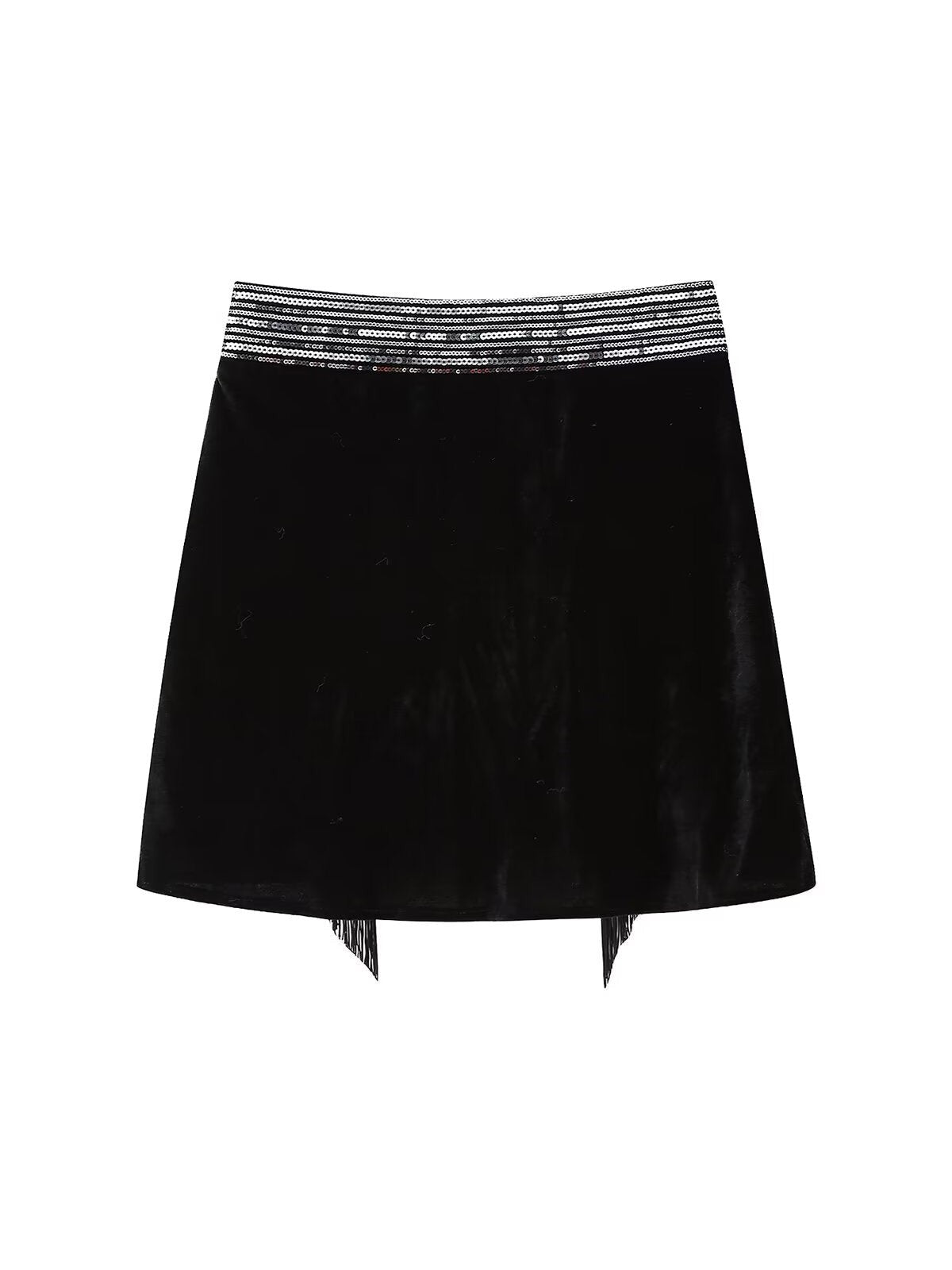 Tassel Fringe Velvet Waist Coat Vest Mini Skirt Set