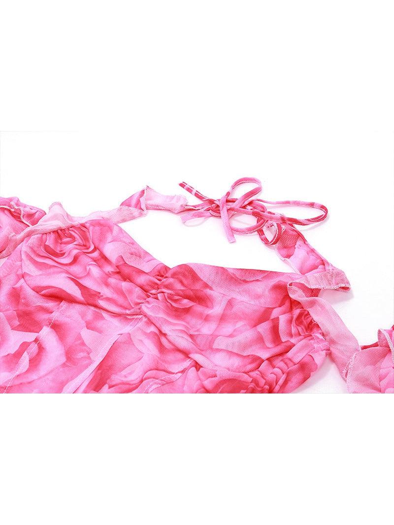 Halterneck Floral Print Corset Top