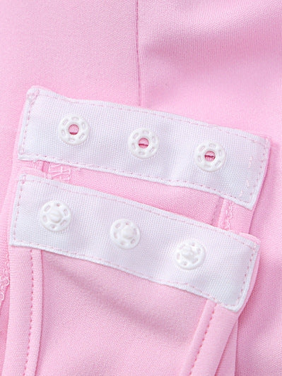 Pink Blazer Style Backless Bodysuit