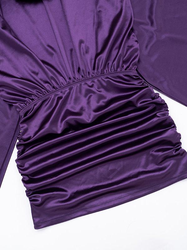 Silk Swing Collar Sleeve Sheath Dress