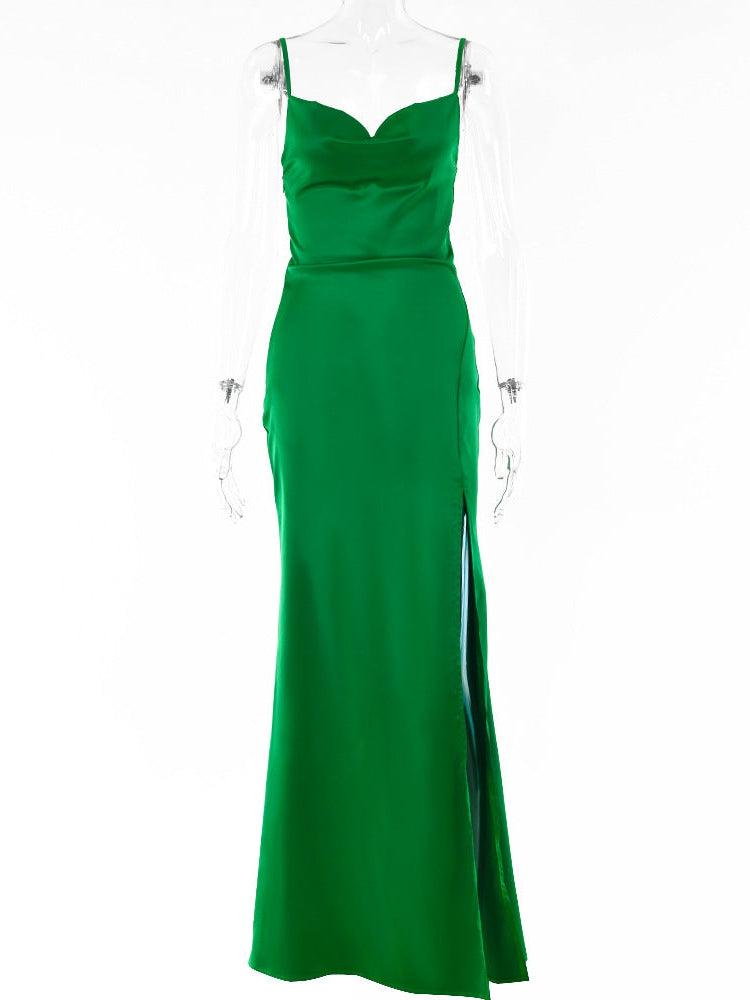 High Slit Spaghetti Strap Backless Maxi Dress