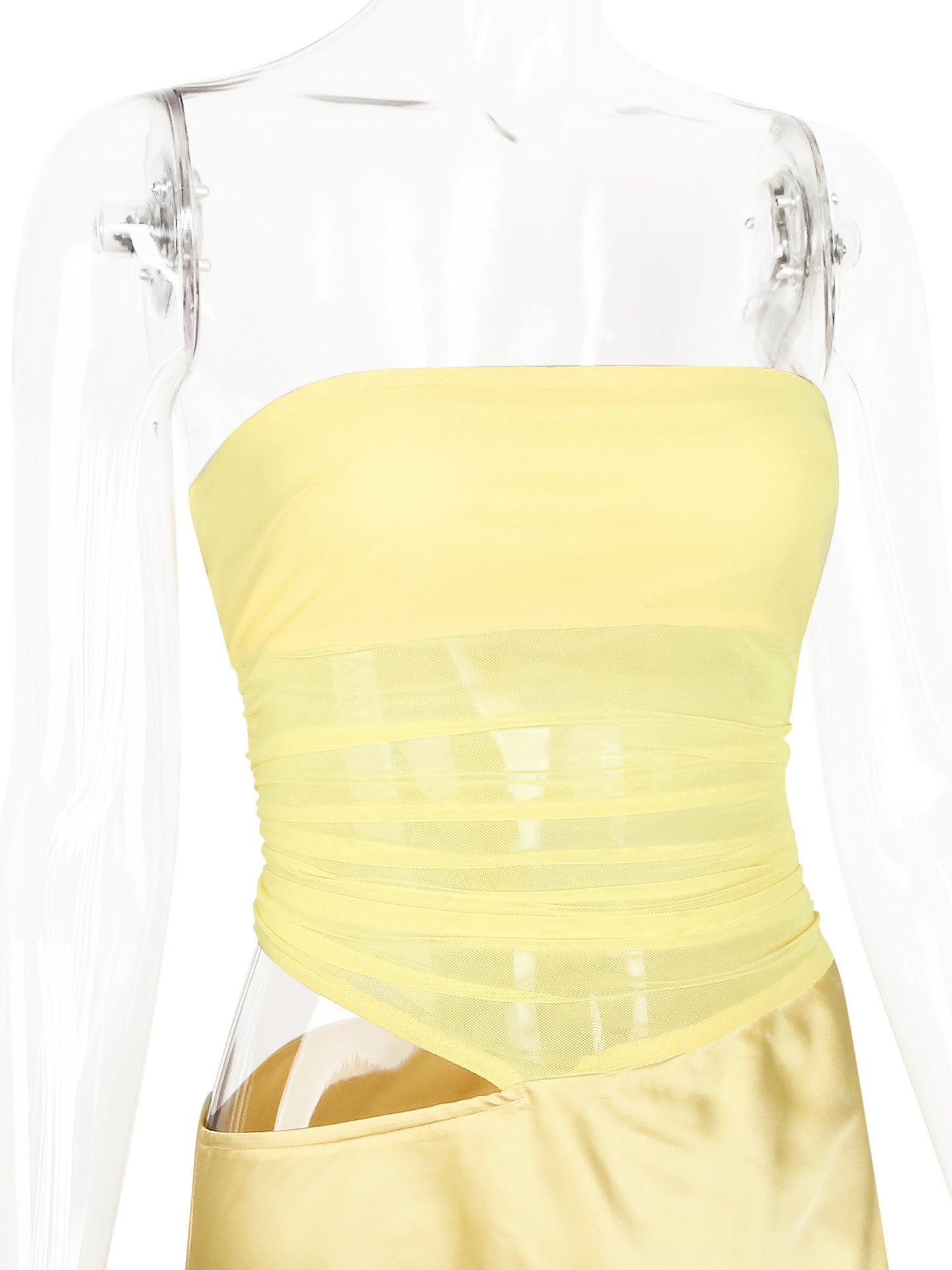 Tube Top Hollow Out Cutout Backless Satin Maxi Dress