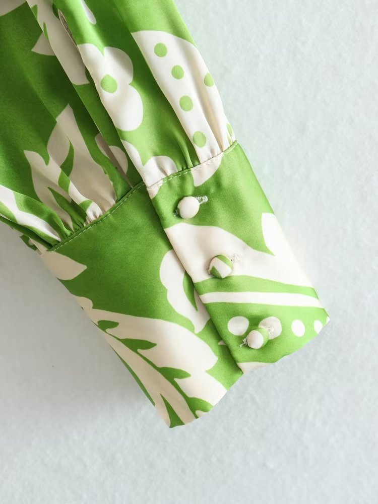 Retro Loose Top Printed Drape Shirt