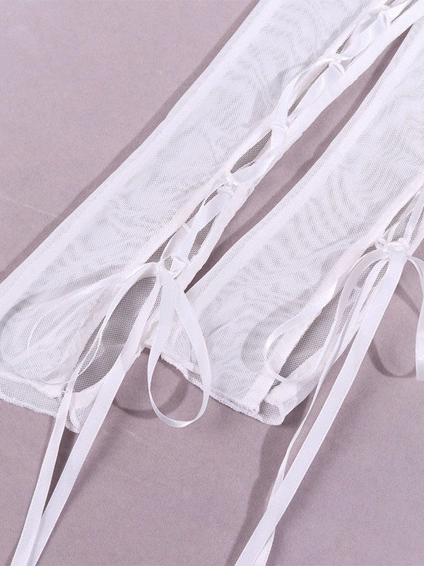 Halterneck Full Sleeve Boning Corset Hip Dress