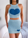 Love Contrast Color Cropped Top & Skirt Set
