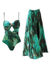 Star Applique Tie Dye Cutout Swimsuit & Skirt Coord Set