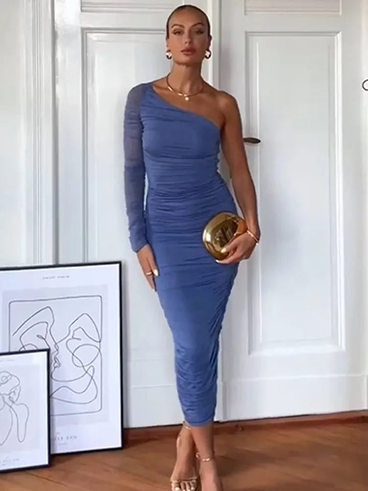 One Shoulder Ruched Dress