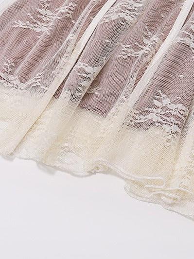 Lace Up Ruffle Sleeve A Line Dress