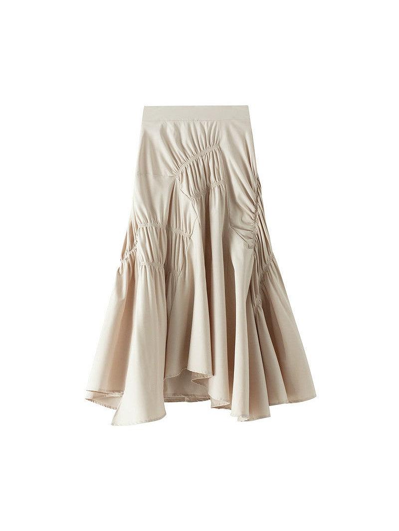 A Line Pleated Ruffle Ruched Skirt