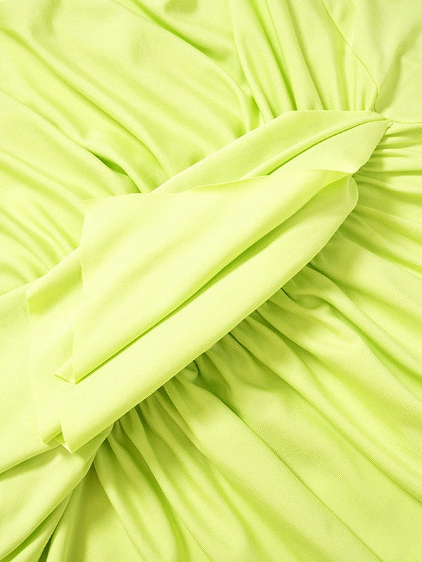 Halter Neck Tube Pleated Split Dress