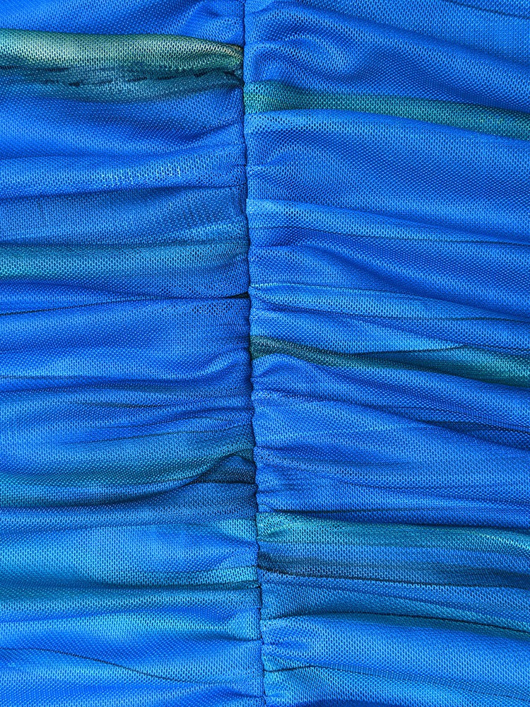 Tie & Dye V Neck Backless Frill Dress