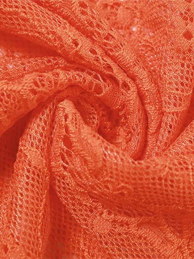 Orange Bandeau Lace See Through Sheath Dress