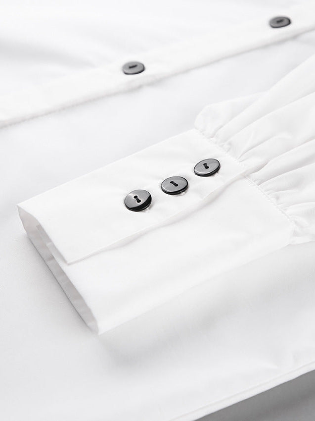 White Shirt & Irregular Asymmetric Skirt Set