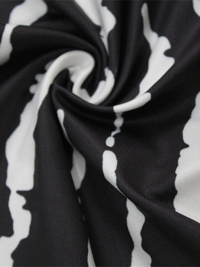 Spaghetti Strap Lace Up Split Zebra Print Dress