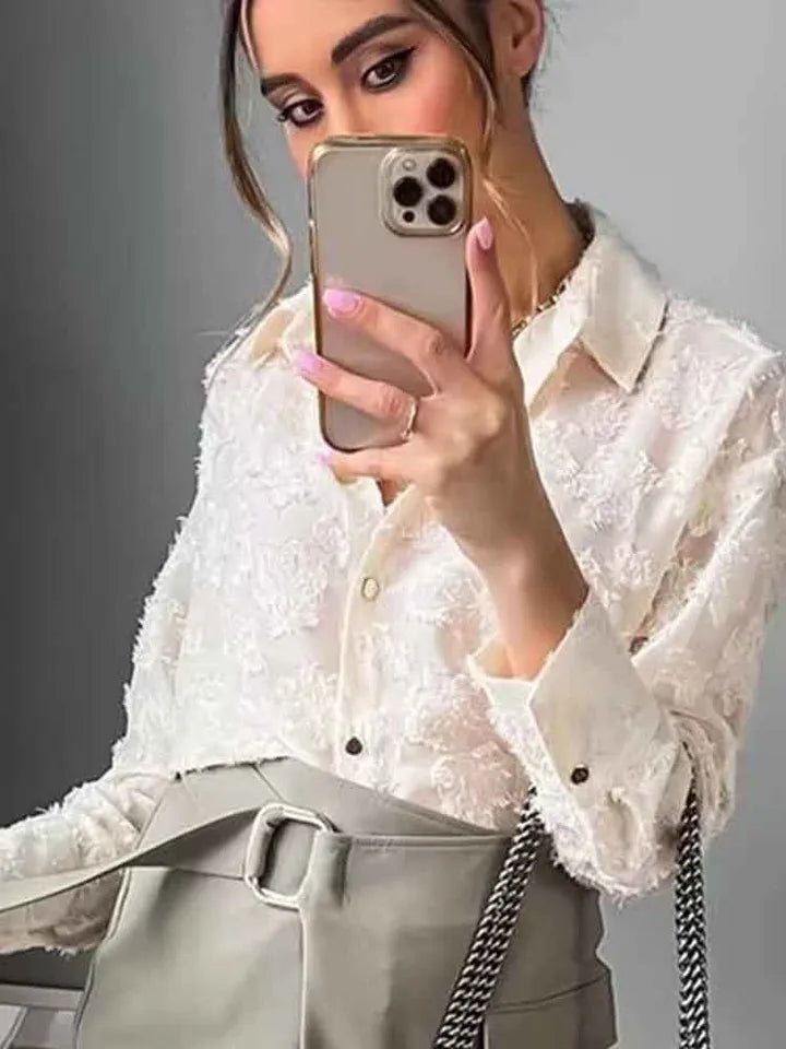 Floral Print Textured Shirt