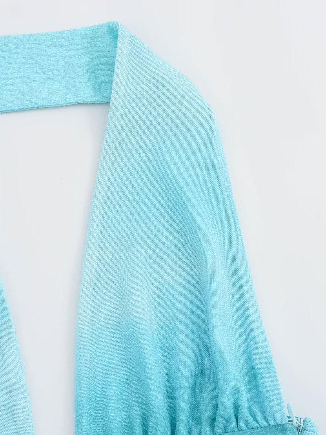 Halterneck Tie Dye Print Backless Dress