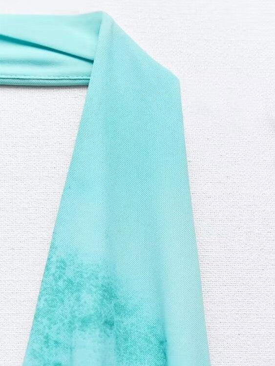 Halterneck Tie Dye Print Backless Dress