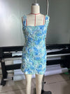 3D Floral Strap Short Rose Ruffle Dress