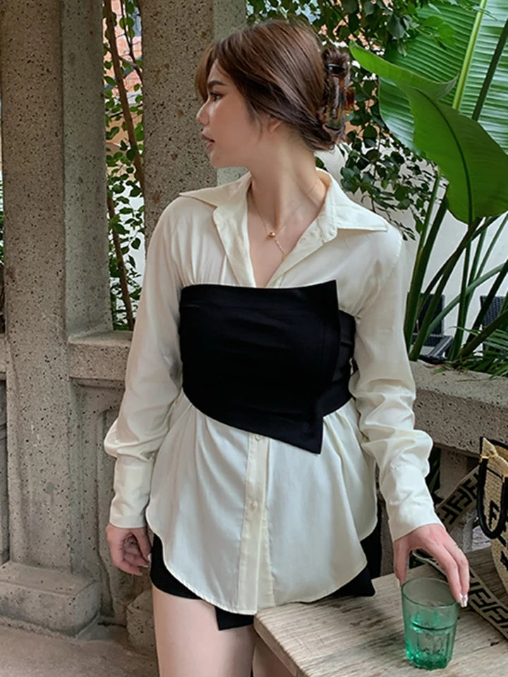Corset Top & Plain Shirt