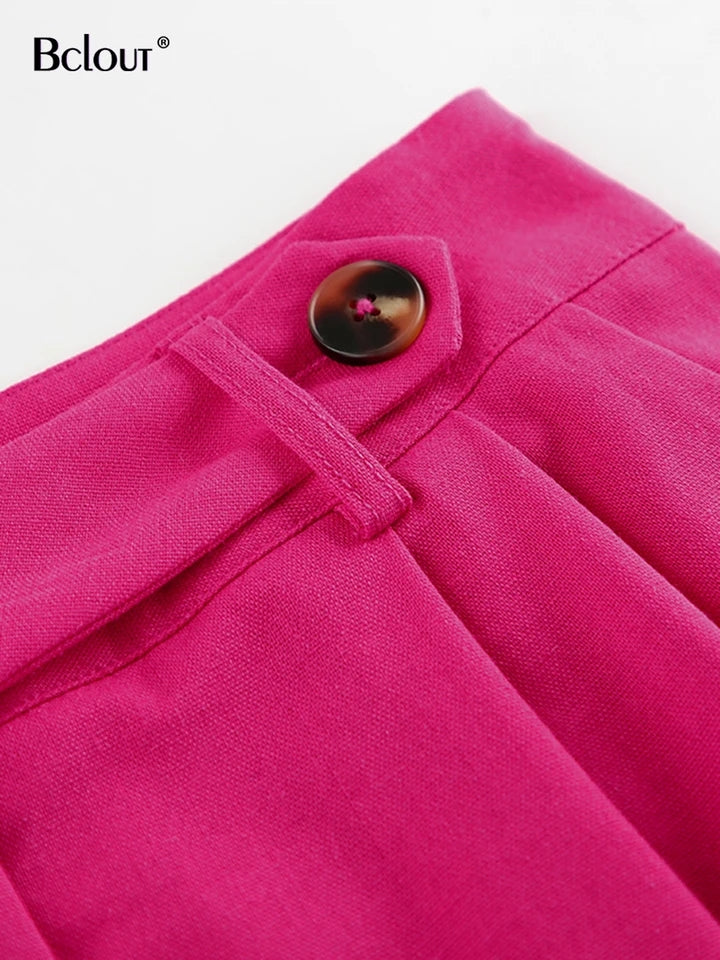 Linen Waist Coat Vest & High Waist Pants Coord Set