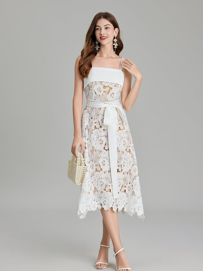 Embroidery Belted A Line Maxi Dress Embroidery Belted A Line Maxi Dress