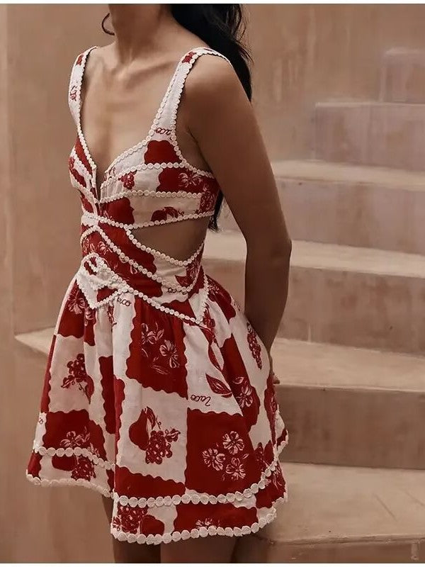 Pretty Lace Shoulder Strap Cutout Dress