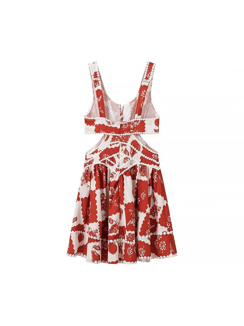 Pretty Lace Shoulder Strap Cutout Dress