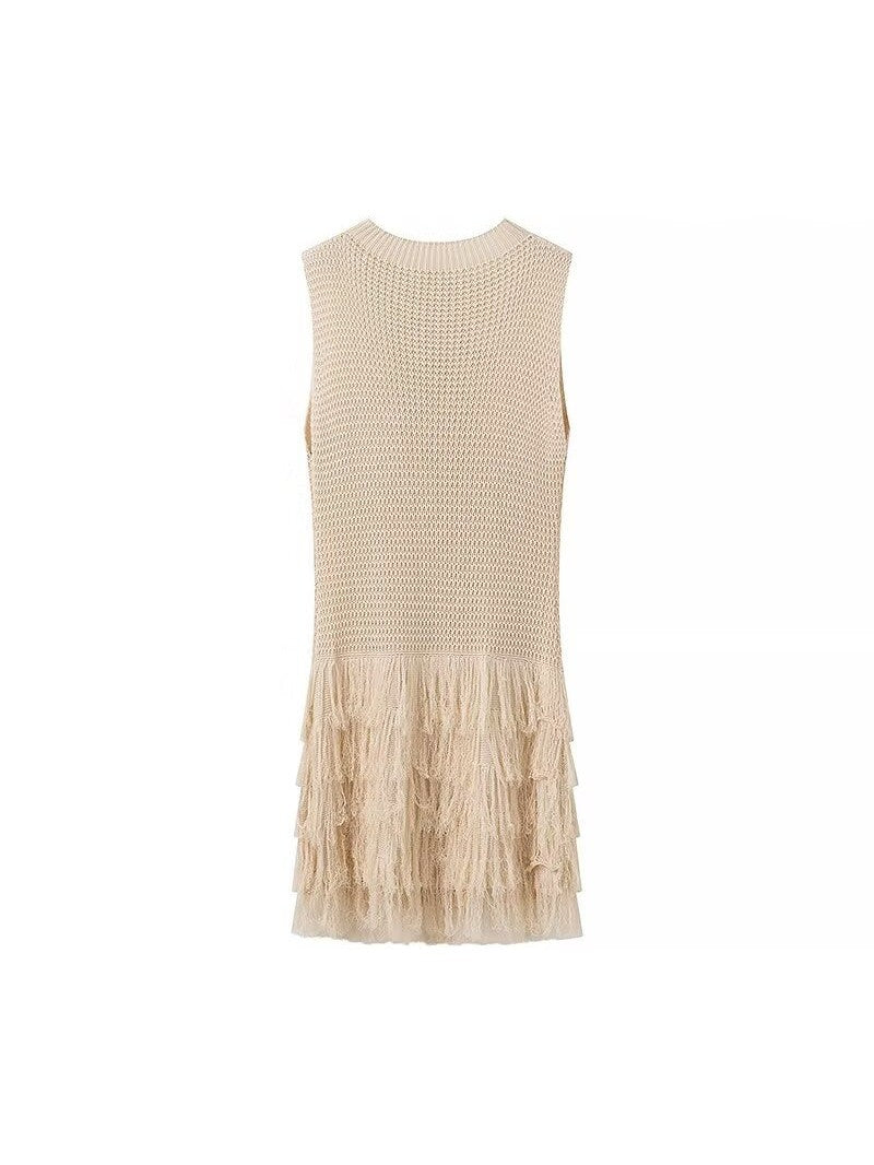 Tassel Knitted Crew Neck Dress