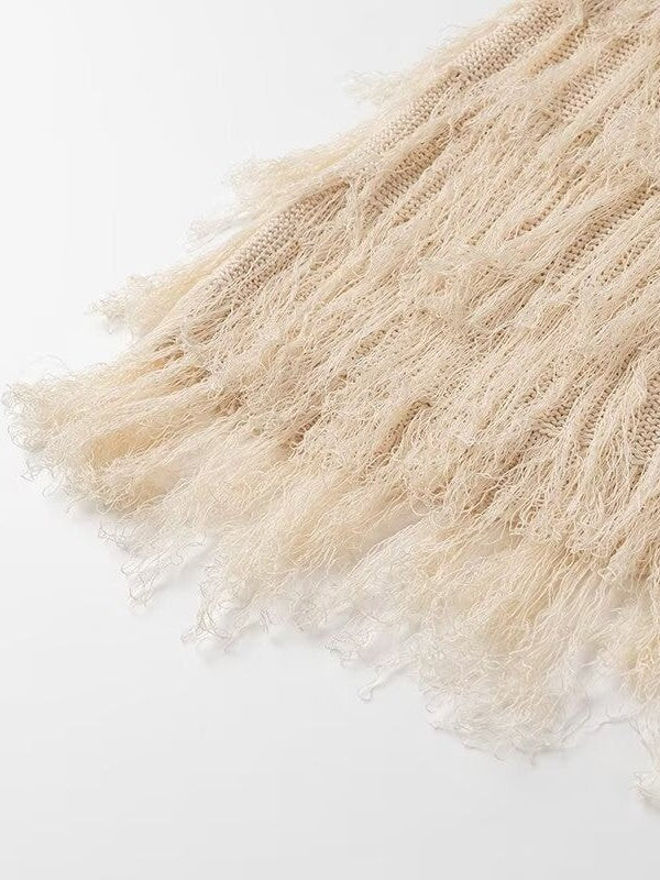 Tassel Knitted Crew Neck Dress