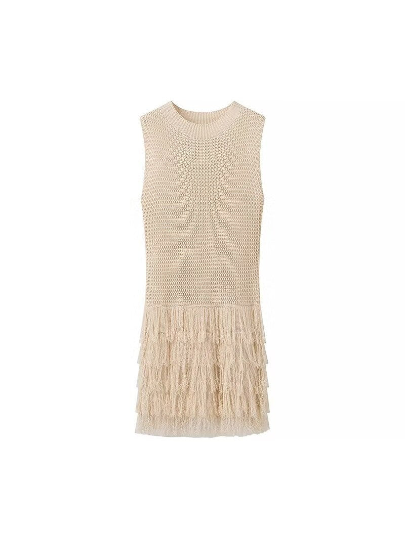 Tassel Knitted Crew Neck Dress