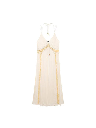 Spaghetti Strap Camisole Tie-up Backless Maxi Dress