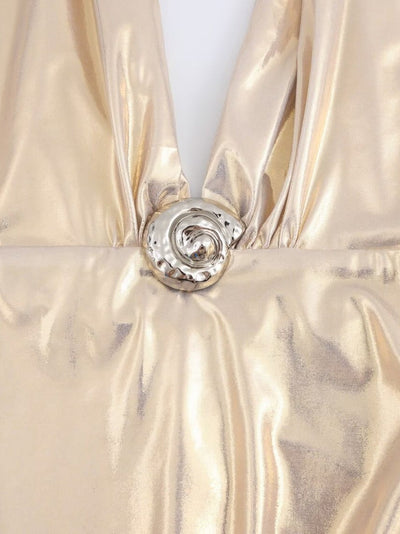 Metallic Foil Hanging Collar Bodysuit