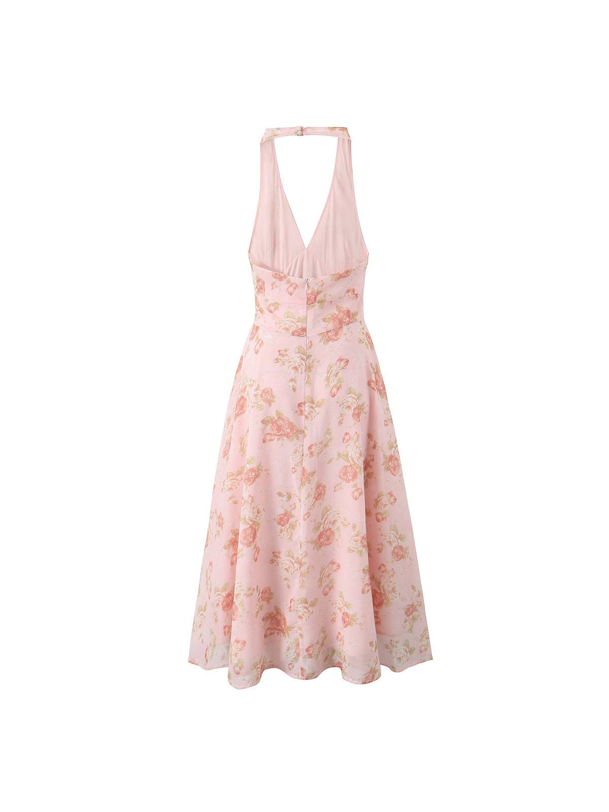Floral Print V Neck Halter French Dress