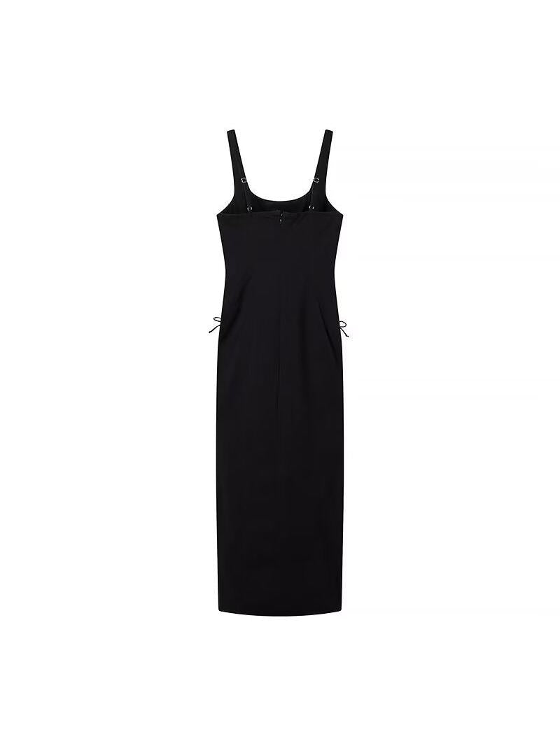 Sleeveless Lace-up Slit Midi Dress