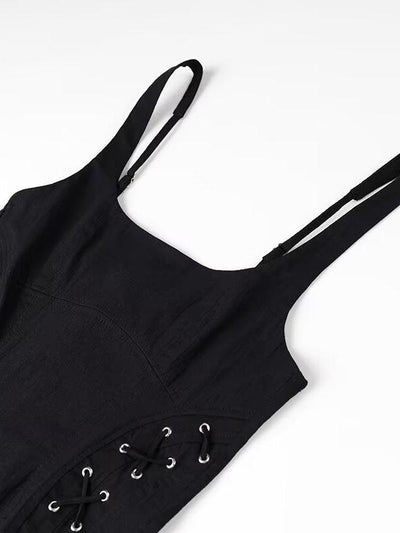 Sleeveless Lace-up Slit Midi Dress