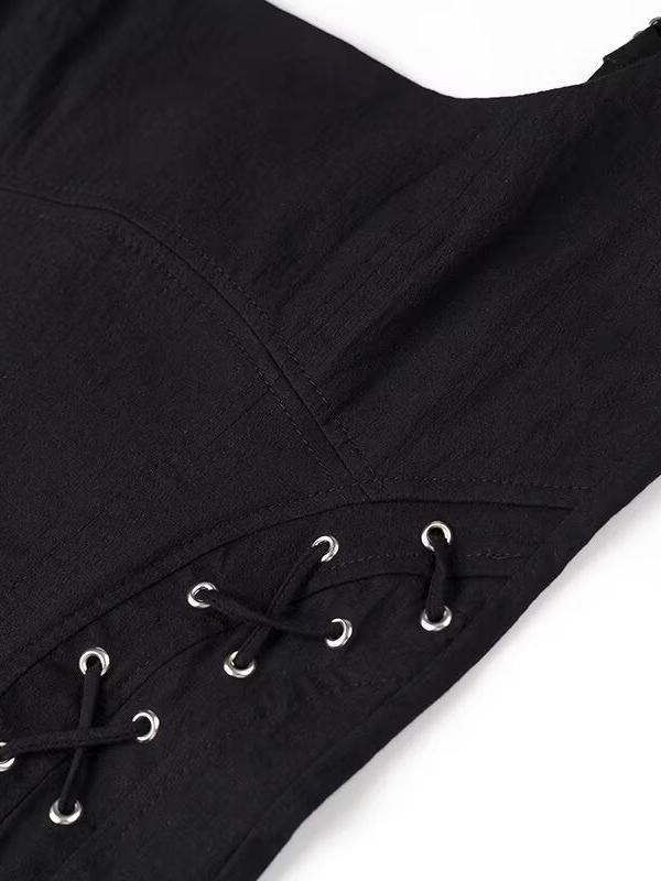 Sleeveless Lace-up Slit Midi Dress