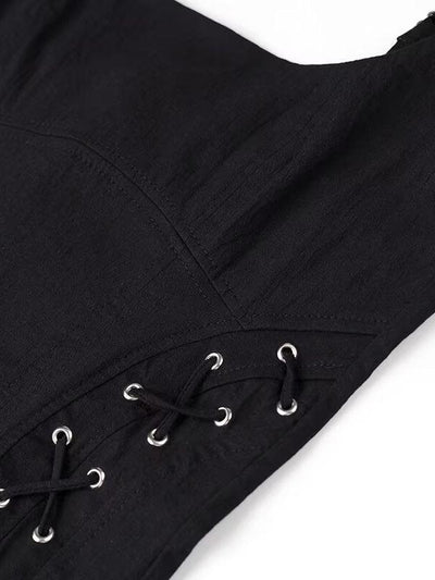 Sleeveless Lace-up Slit Midi Dress