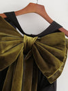 Autumn Velvet Oversized Bow knot Decoration Dress