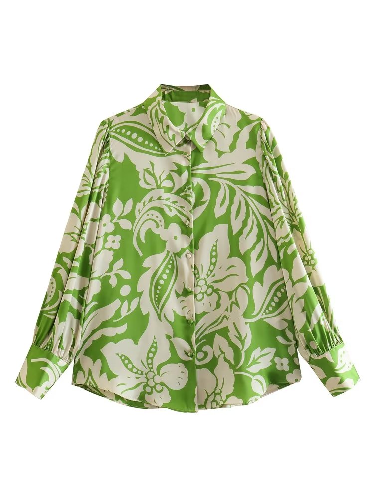 Retro Loose Top Printed Drape Shirt