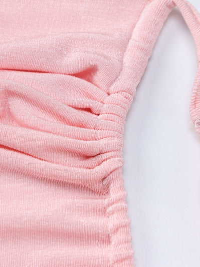 Pink Cowl Neck Backless Maxi Dress