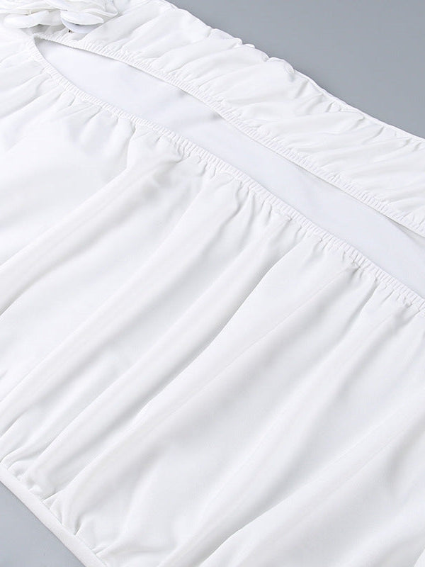 White Asymmetric floral Dress