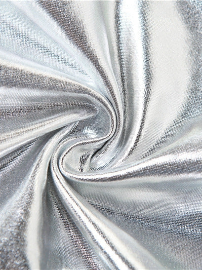 Metallic Tube Top & Drawstring Ruffle Hip Skirt Set