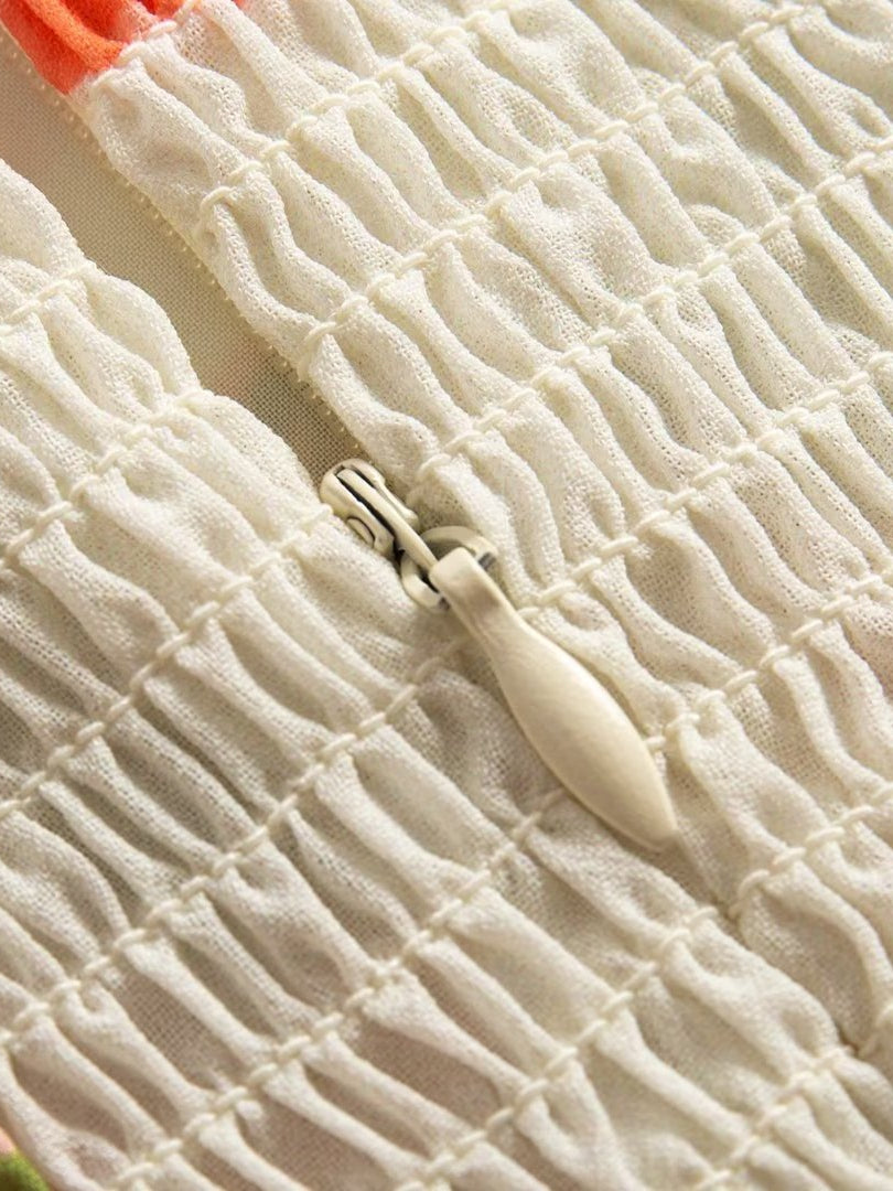 Pastoral Print High Slit Strap Dress