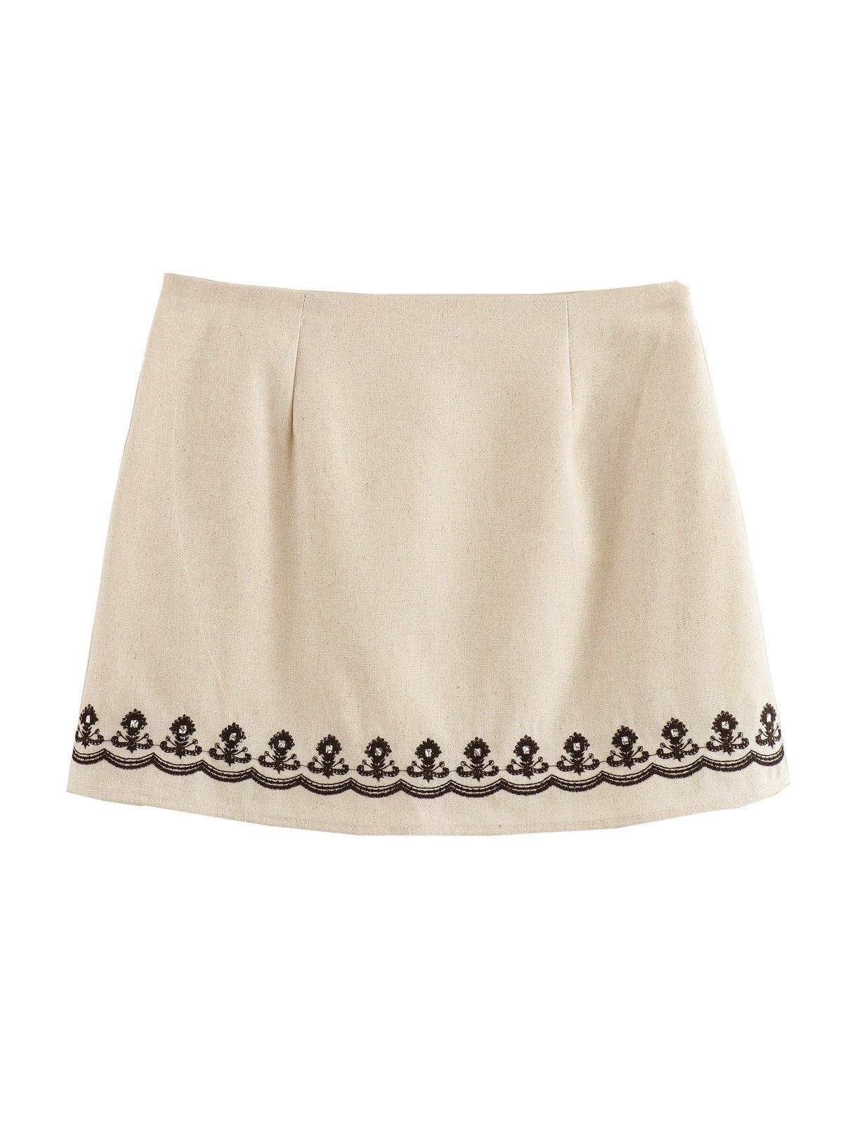 Halterneck Embroidered Top & Short Skirt Coord Set