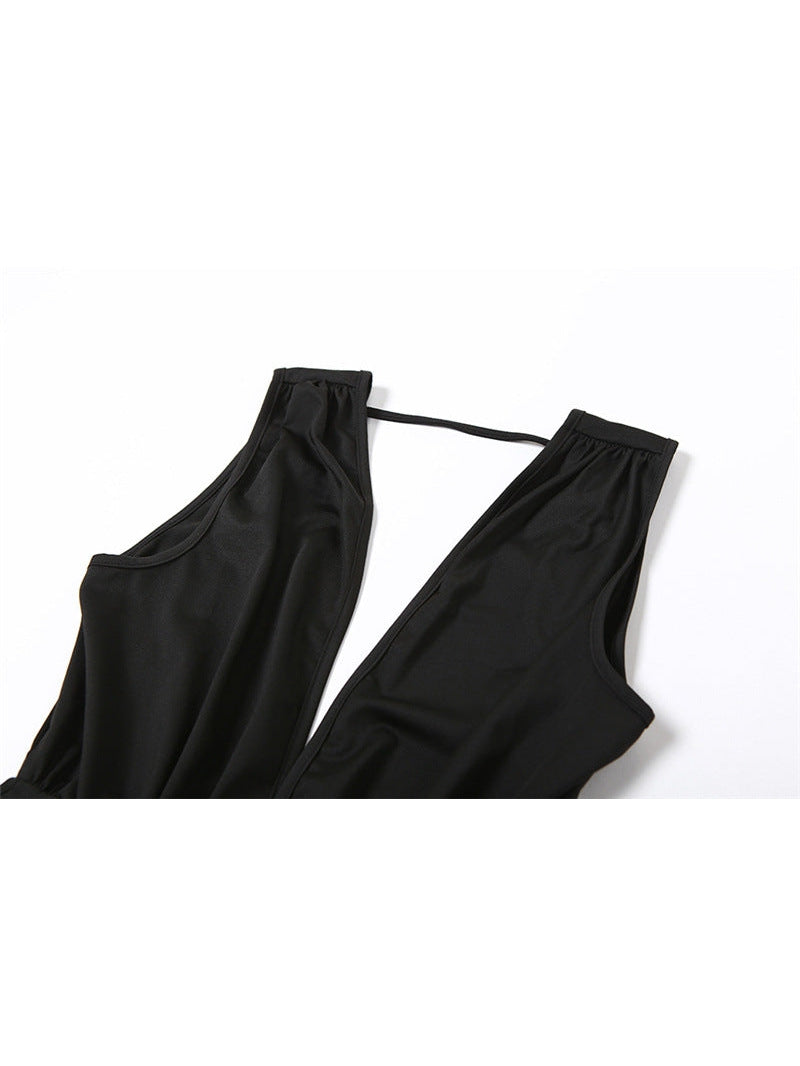 V Neck Ruched Cutout Backless Split Dress