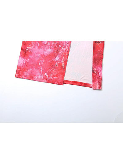 Printed Halter Cut out Bandage High Slit Backless Dress