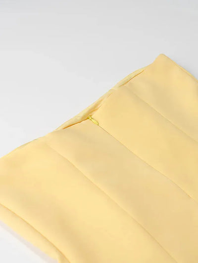 Butter Yellow Strapless Top & Skirt Coord Set