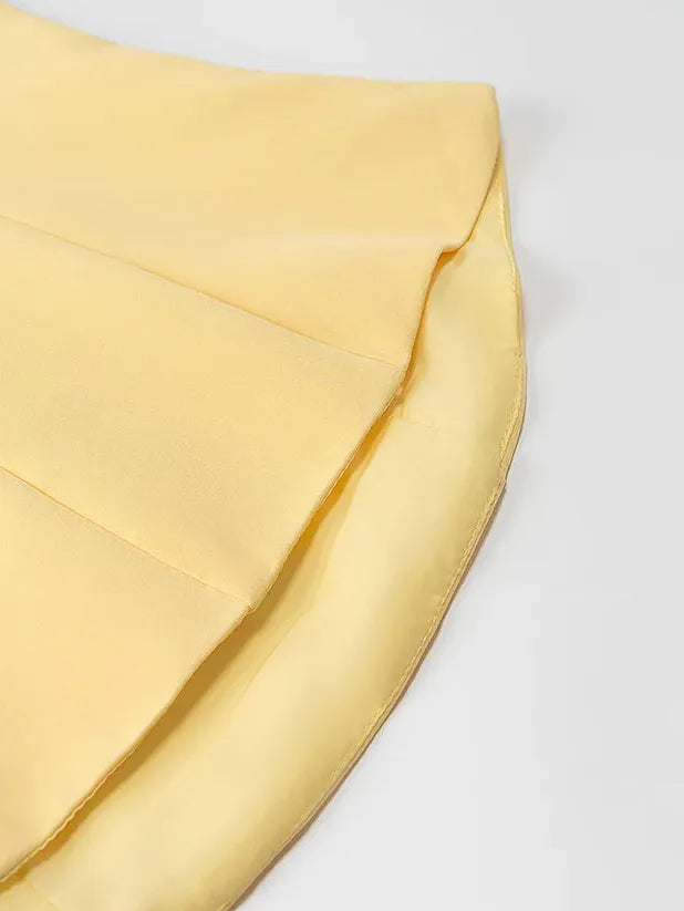 Butter Yellow Strapless Top & Skirt Coord Set